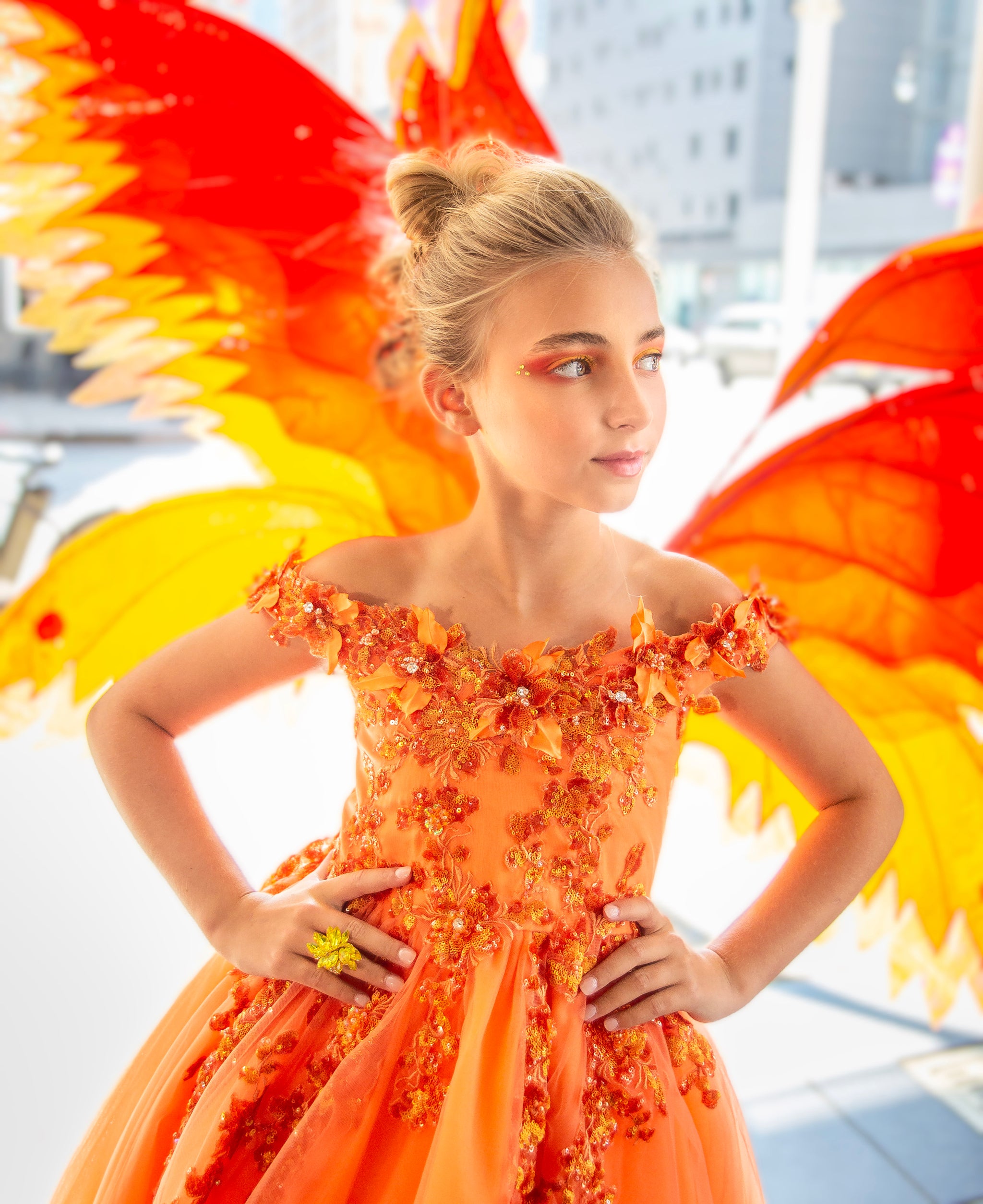 phoenix armour dress Custom Gown "Phoenix" with Large Wings