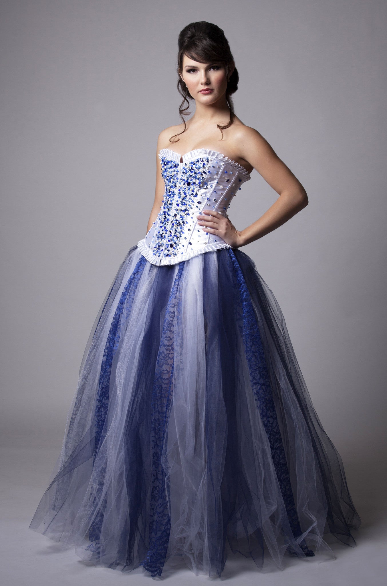 Blue Crystals Embellished Dress