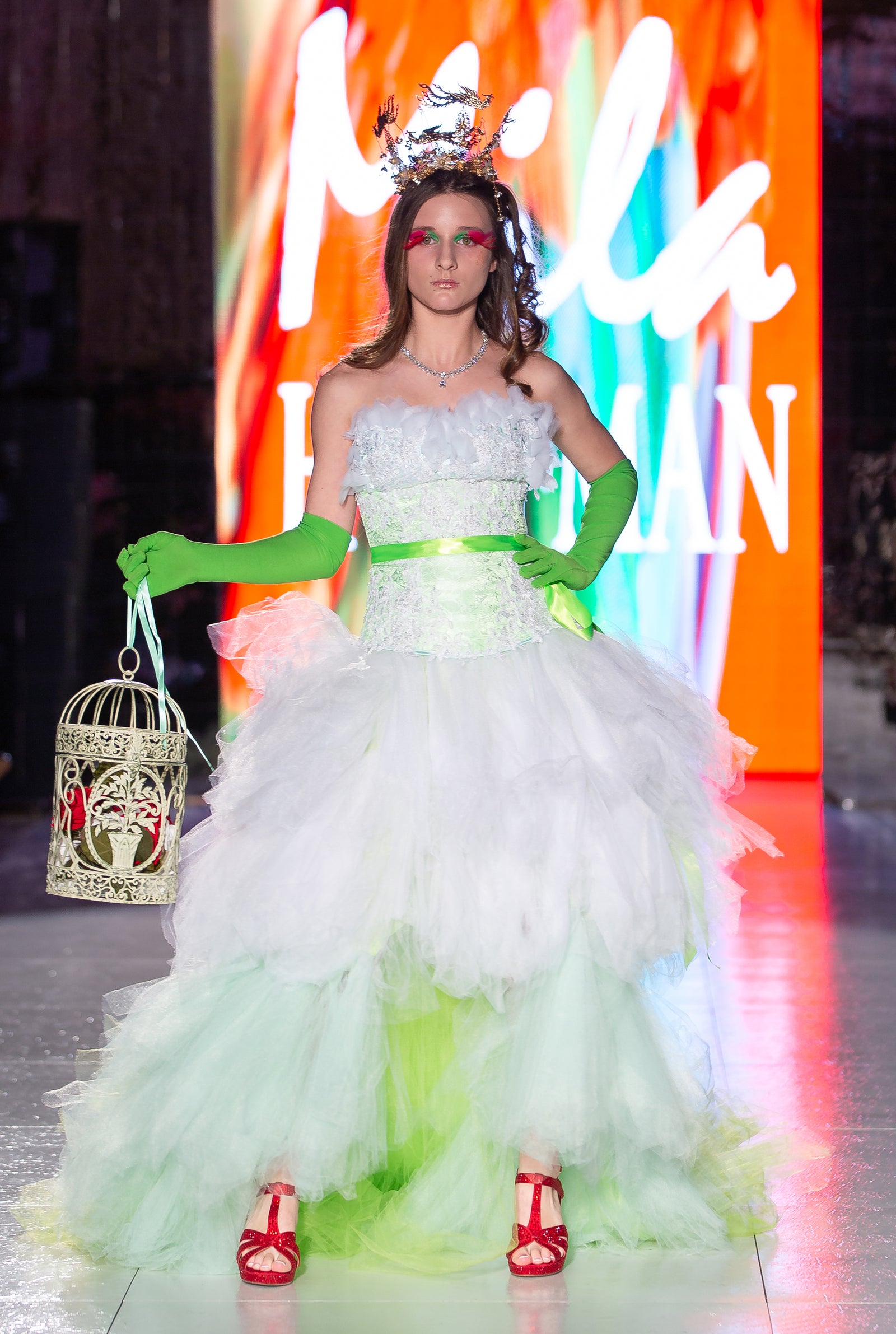 Custom Gown "Neon Guinea Turaco"