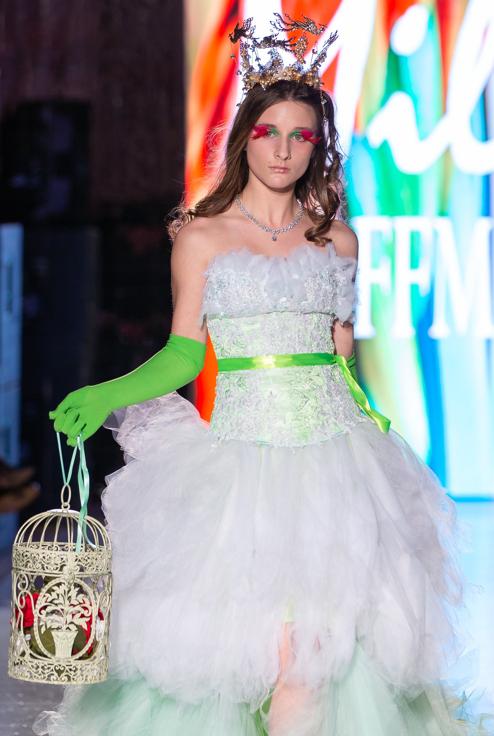 Custom Gown "Neon Guinea Turaco"