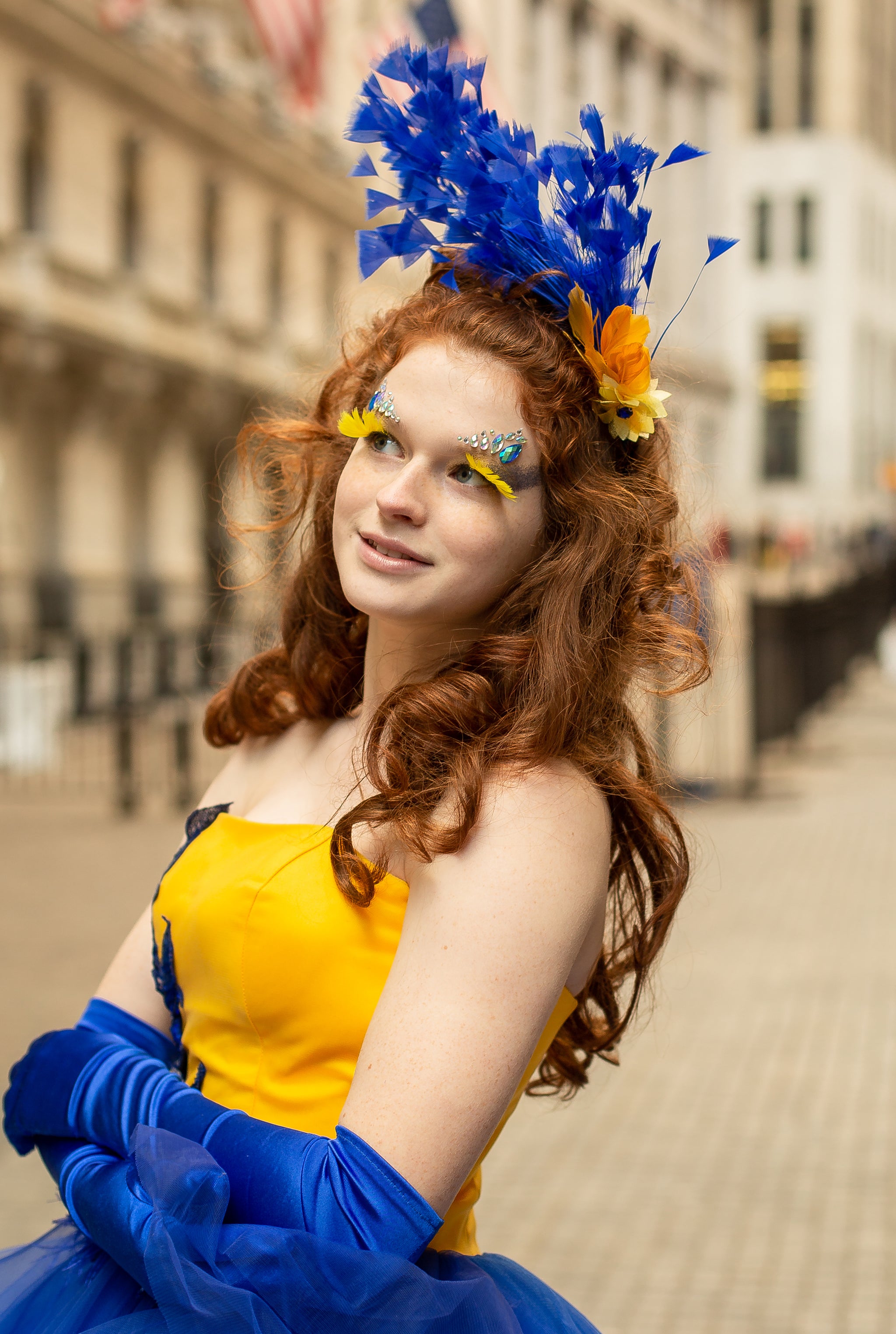 Custom Gown "Yellow Blue Macaw" - Mila Hoffman Couture Custom Gown "Yellow Blue Macaw" - Mila Hoffman Couture