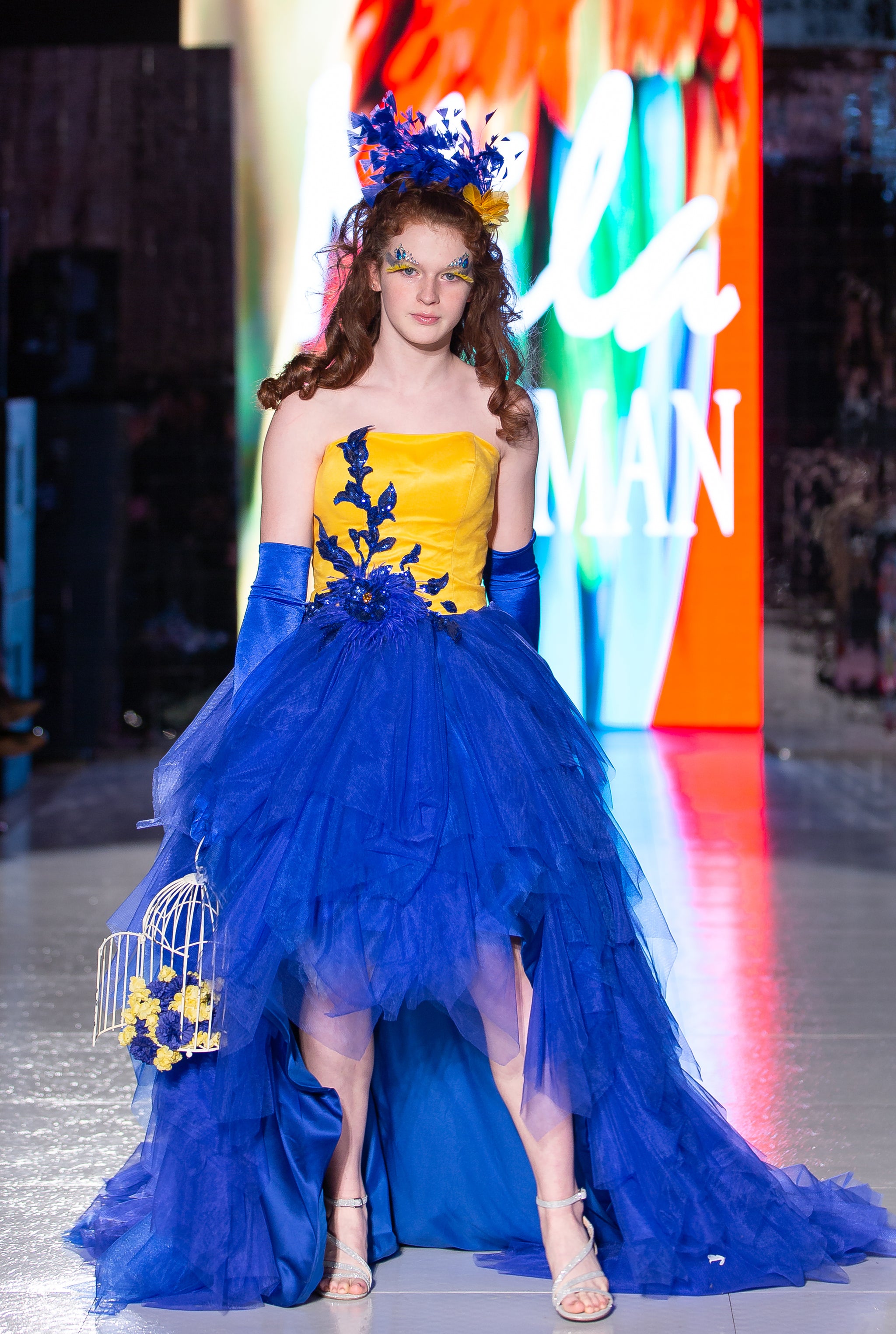 Custom Gown "Yellow Blue Macaw" - Mila Hoffman Couture Custom Gown "Yellow Blue Macaw" - Mila Hoffman Couture